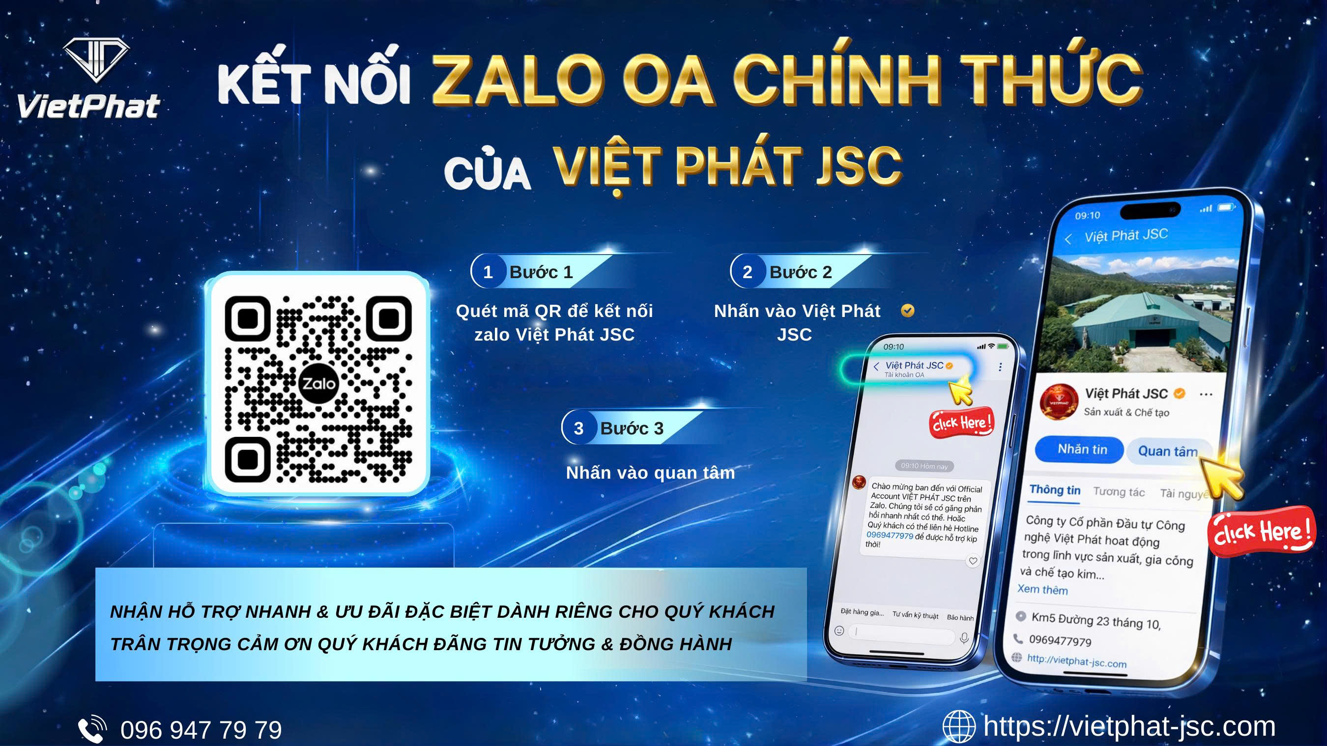 THÔNG BÁO KẾT NỐI ZALO OA CHÍNH THỨC CỦA VIỆT PHÁT JSC