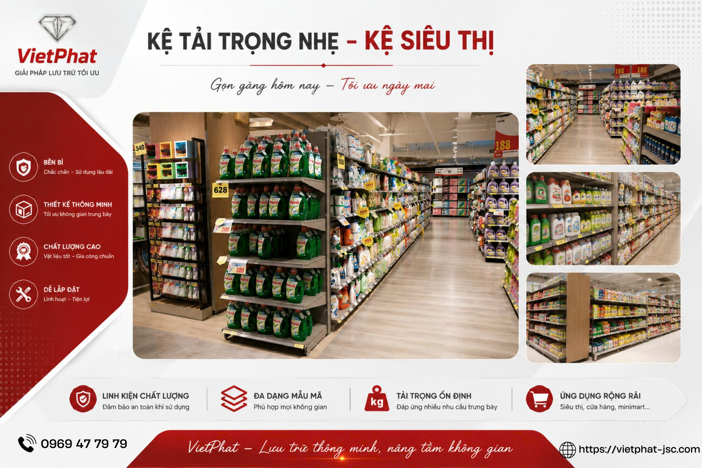 VIỆT PHÁT – ĐƠN VỊ TRỰC TIẾP SẢN XUẤT KỆ SIÊU THỊ, KỆ TẢI TRỌNG NHẸ